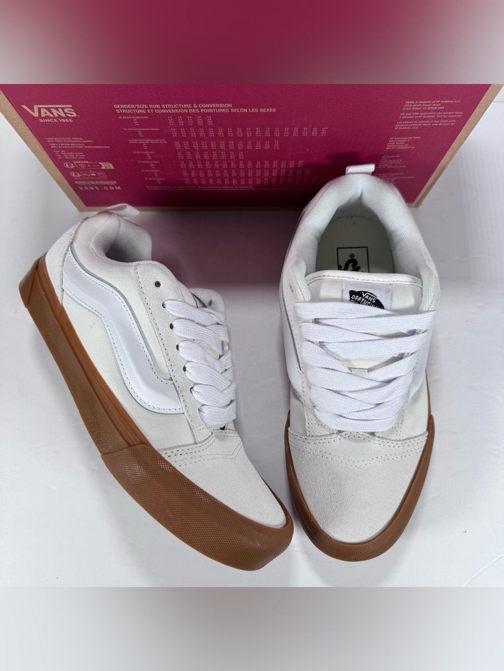 Vans Knu Skool Gum Blanc De Blanc Chunky Lace Up Sneakers Women 9 Men 7.5